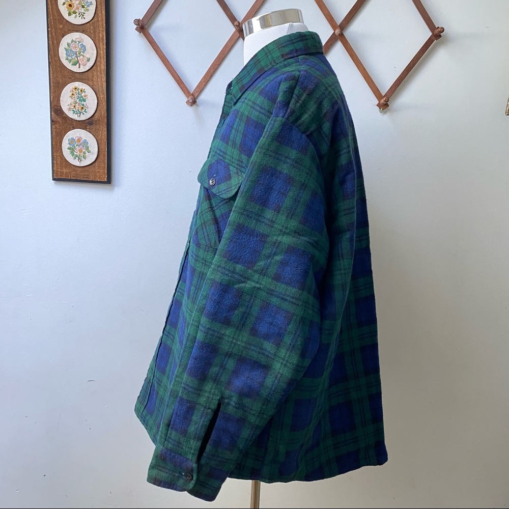 Vintage Plaid Flannel Quilted Lined Shirt Jacket - Picture 8 of 12